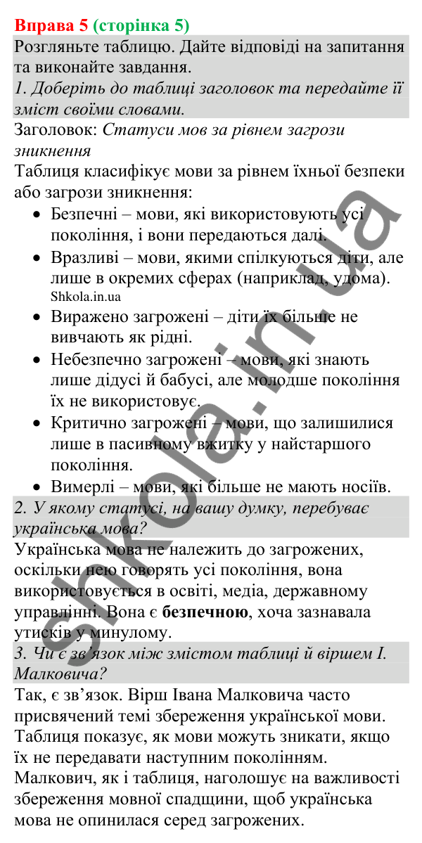 Відповідь до вправи 5 (с. 5) з української мови для 8 класу (Голуб, 2025): Мова — маркер безпеки кордонів України