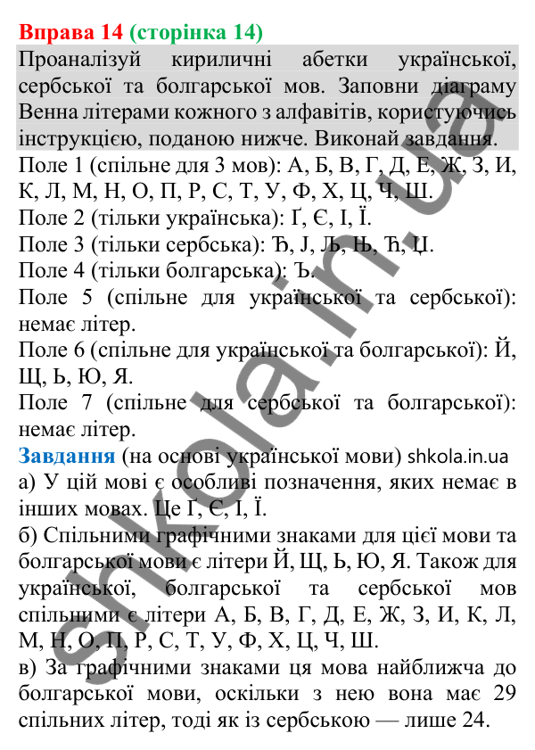 Відповідь до вправи 14 (с. 14) з української мови для 8 класу (Онатій, 2025): Знаки довкола нас як засіб інформування