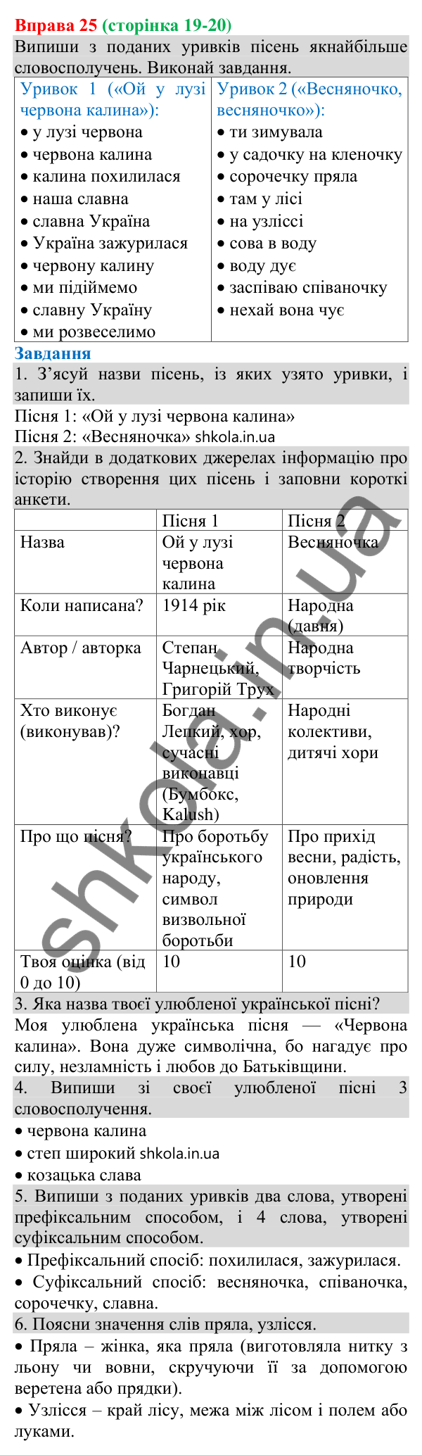 Відповідь до вправи 25 (с. 19) з української мови для 8 класу (Онатій, 2025): Словосполучення. Частини мови як будівельний…