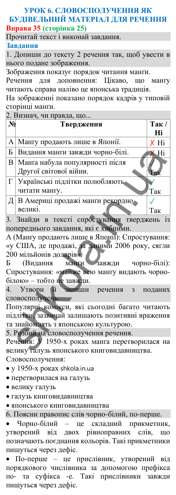 Відповідь до вправи 35 (с. 25) з української мови для 8 класу (Онатій, 2025): Словосполучення як будівельний матеріал для…