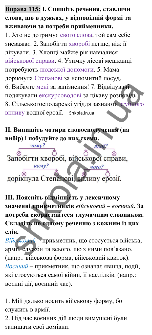 Відповідь до вправи 115 (с. 45) з української мови для 8 класу (Заболотний, 2025): Граматична помилка в словосполученні