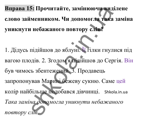 Відповідь до вправи 15 (с. 11) з української мови для 8 класу (Заболотний, 2025): Самостійні частини мови