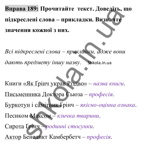 Відповідь до вправи 189 (с. 81) з української мови для 8 класу (Заболотний, 2025): Прикладка як різновид означення