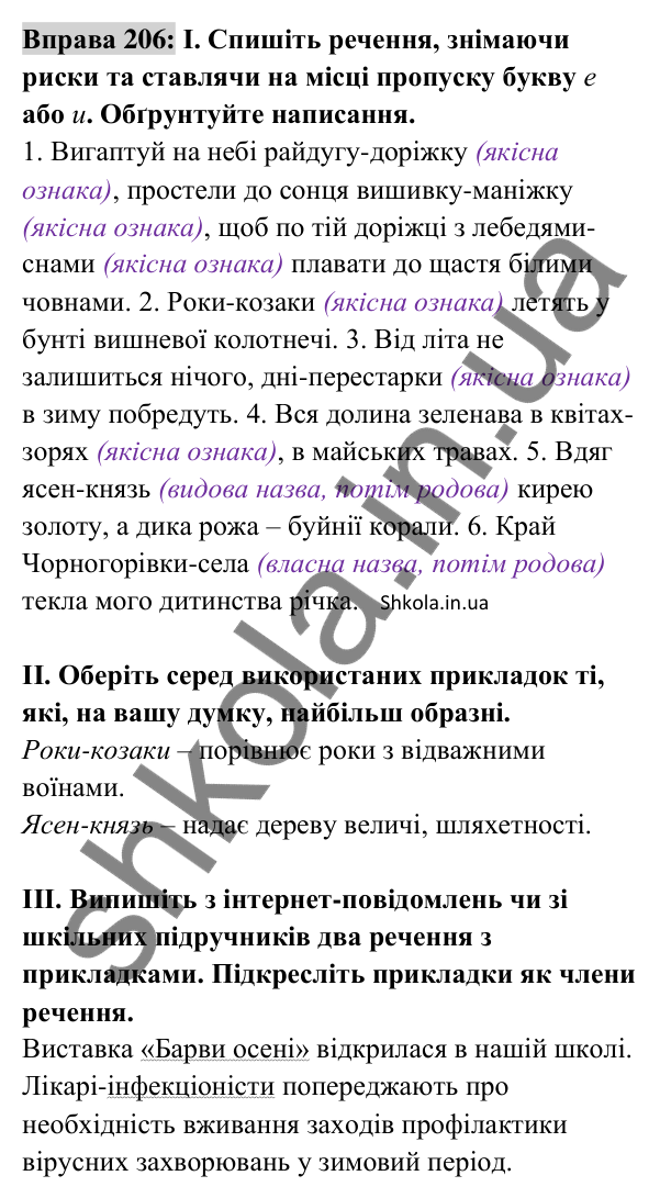 Відповідь до вправи 206 (с. 87) з української мови для 8 класу (Заболотний, 2025): Написання прикладок