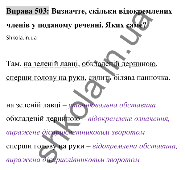 Відповідь до вправи 503 (с. 220) з української мови для 8 класу (Заболотний, 2025): Узагальнення вивченого з теми «Речення з…