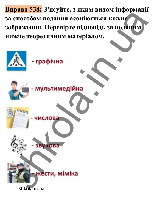 Відповідь до вправи 538 (с. 236) з української мови для 8 класу (Заболотний, 2025): Інформація та її види. Надійність і…