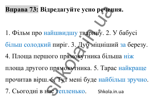 Відповідь до вправи 73 (с. 28) з української мови для 8 класу (Заболотний, 2025): Граматичні помилки
