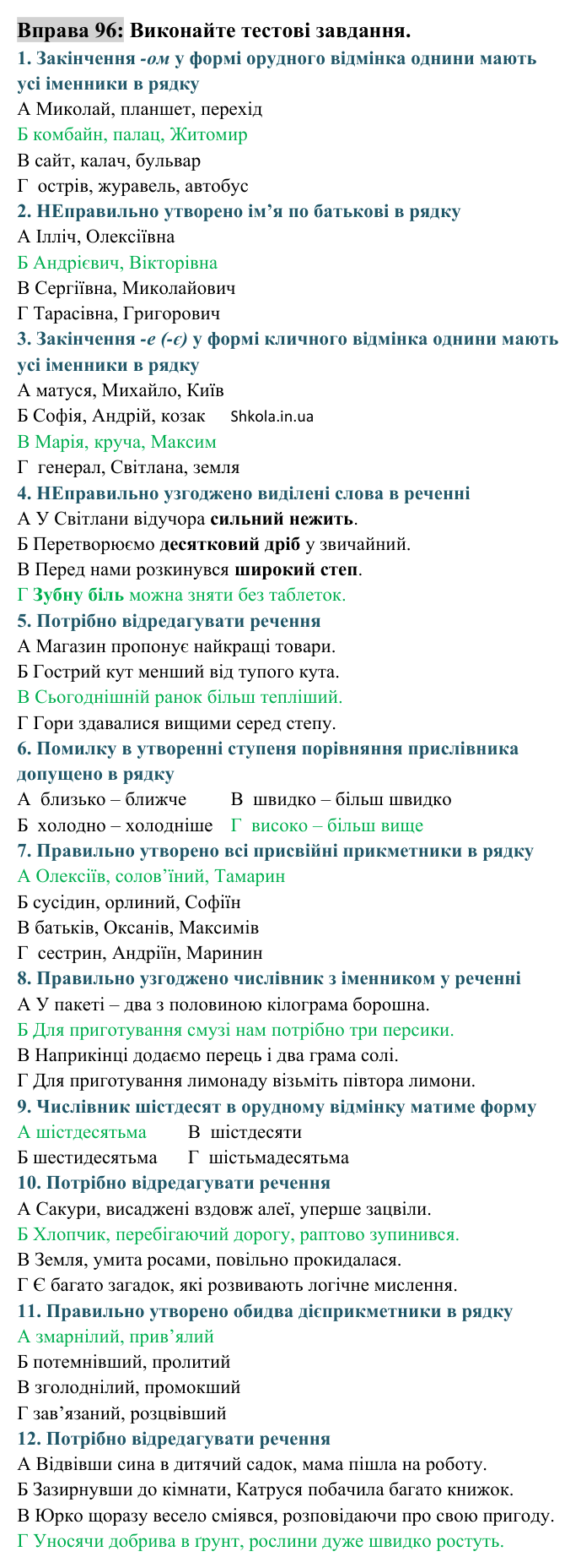 Вправа 96 Відповідь до вправи 96 (с. 34) з української мови для 8 класу (Заболотний, 2025): Граматичні помилки