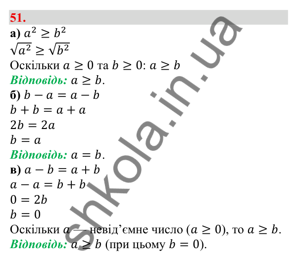 Відповідь до завдання 51 (с. 12) з алгебри для 9 класу (Бевз, 2026): Загальні відомості про нерівності