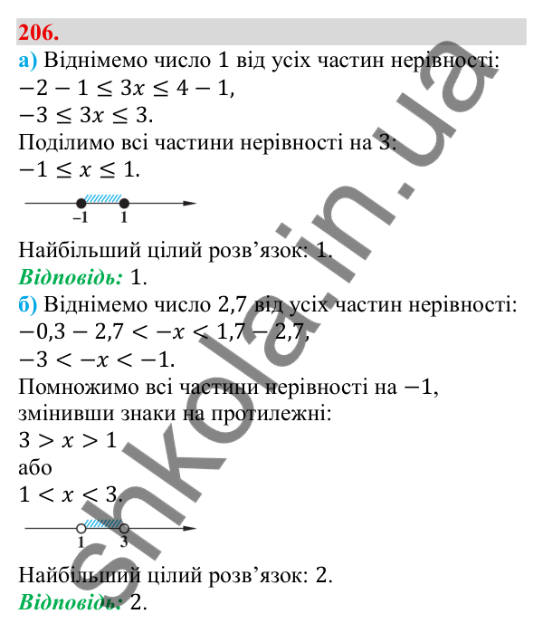 Завдання 206 Відповідь до завдання 206 (с. 38) з алгебри для 9 класу (Бевз, 2026): Розв'язування нерівностей з однією змінною