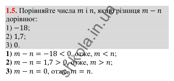 Відповідь до завдання 1.5 (с. 18) з алгебри для 9 класу (Істер, 2026): Числові нерівності. Доведення нерівностей