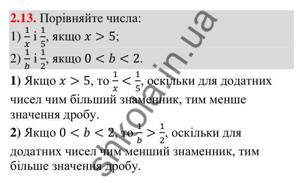 Відповідь до завдання 2.13 (с. 27) з алгебри для 9 класу (Істер, 2026): Основні властивості числових нерівностей