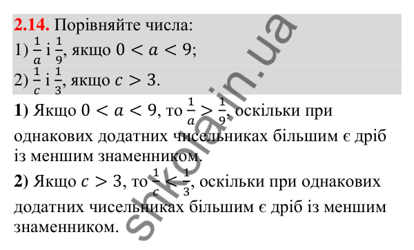 Відповідь до завдання 2.14 (с. 27) з алгебри для 9 класу (Істер, 2026): Основні властивості числових нерівностей