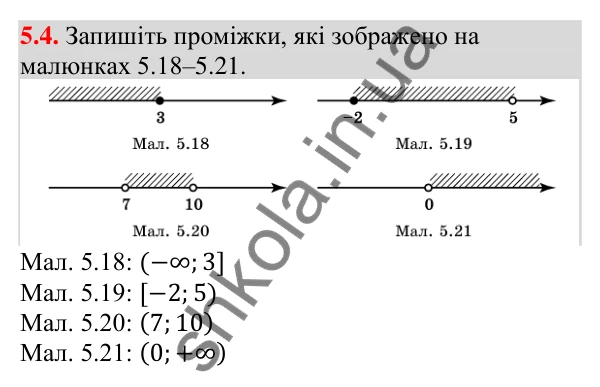 Відповідь до завдання 5.4 (с. 42) з алгебри для 9 класу (Істер, 2026): Числові проміжки