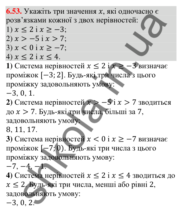 Відповідь до завдання 6.53 (с. 51) з алгебри для 9 класу (Істер, 2026): Лінійні нерівності з однією змінною. Рівносильні…