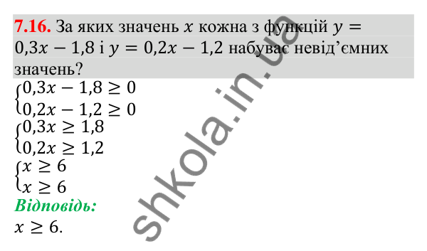 Відповідь до завдання 7.16 (с. 56) з алгебри для 9 класу (Істер, 2026): Системи лінійних нерівностей з однією змінною, їх…