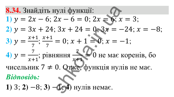 Відповідь до завдання 8.34 (с. 80) з алгебри для 9 класу (Істер, 2026): Функції. Область визначення, область значень і…