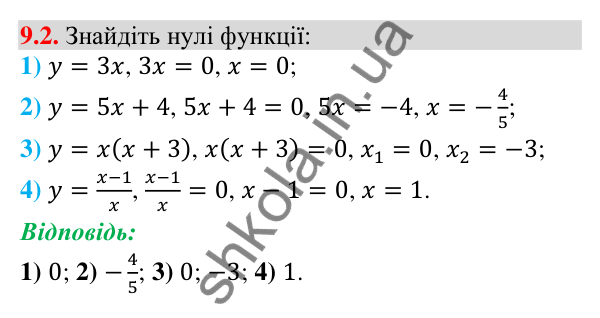 Завдання 9.2 Відповідь до завдання 9.2 (с. 87) з алгебри для 9 класу (Істер, 2026): Властивості функції