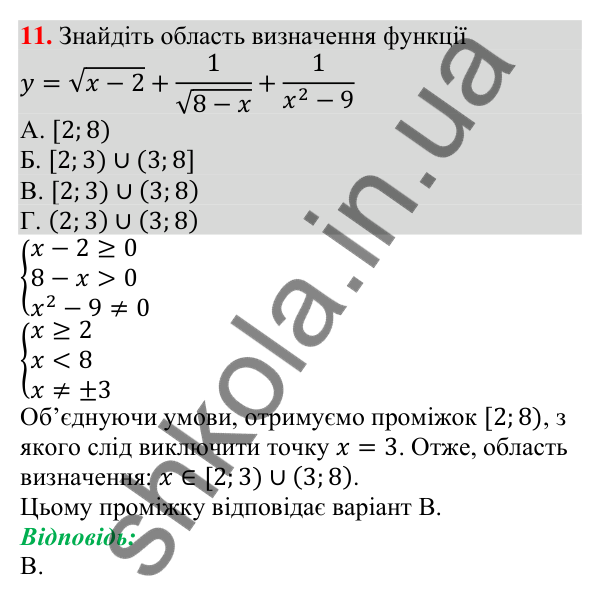 Відповідь до завдання 11 (с. 60) домашньої самостійної роботи № 1 з алгебри для 9 класу (Істер, 2026)
