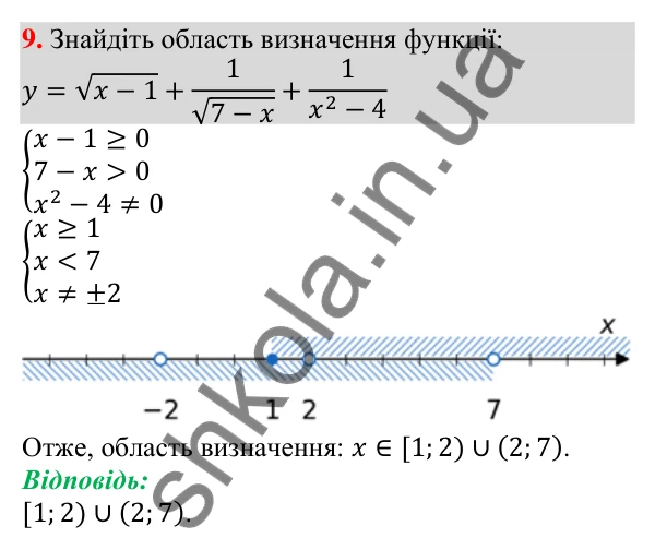 Відповідь до завдання 9 (с. 62) для перевірки знань до § 1-7 з алгебри для 9 класу (Істер, 2026)