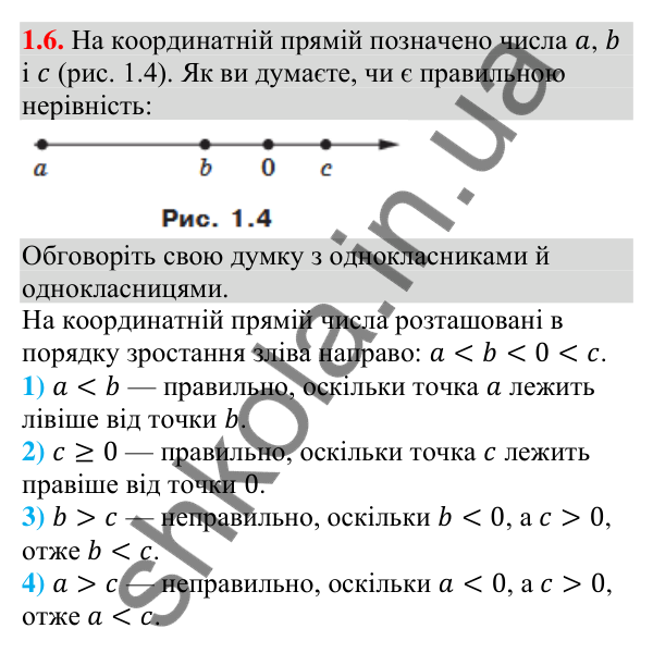 Завдання 1.6 Відповідь до завдання 1.6 (с. 10) з алгебри для 9 класу (Мерзляк, 2026): Числові нерівності
