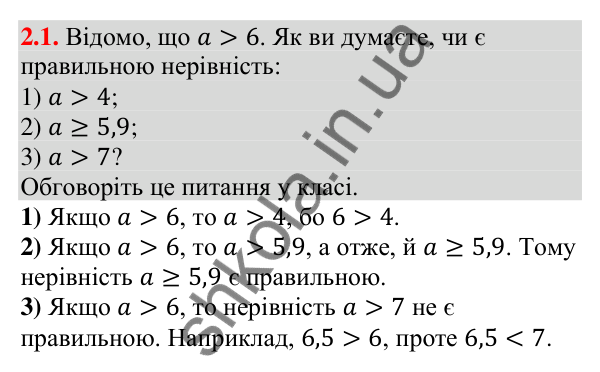 Відповідь до завдання 2.1 (с. 17) з алгебри для 9 класу (Мерзляк, 2026): Властивості нерівностей