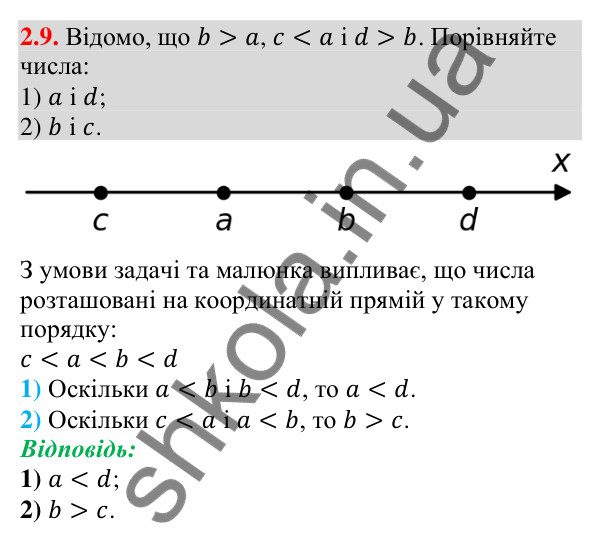 Завдання 2.9 Відповідь до завдання 2.9 (с. 18) з алгебри для 9 класу (Мерзляк, 2026): Властивості нерівностей