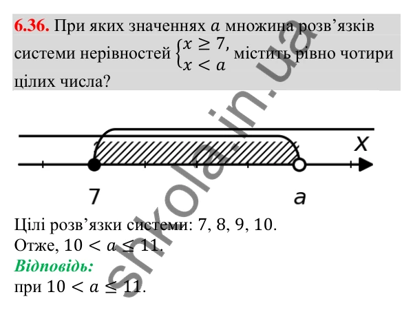 Відповідь до завдання 6.36 (с. 55) з алгебри для 9 класу (Мерзляк, 2026): Системи нерівностей