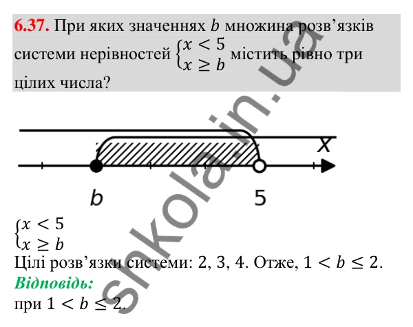 Відповідь до завдання 6.37 (с. 55) з алгебри для 9 класу (Мерзляк, 2026): Системи нерівностей