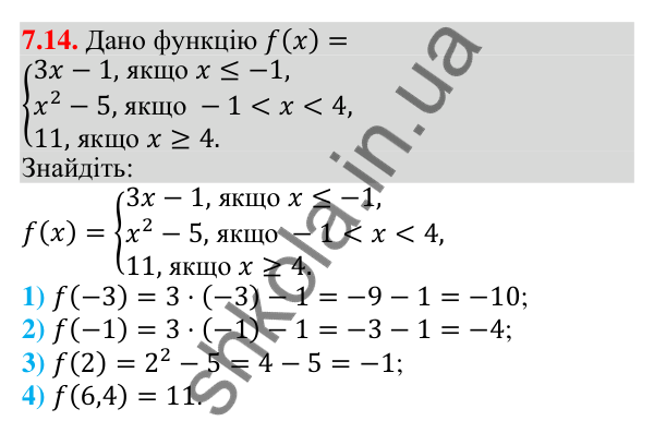 Відповідь до завдання 7.14 (с. 69) з алгебри для 9 класу (Мерзляк, 2026): Повторення та розширення відомостей про функцію