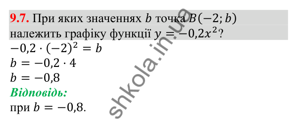 Завдання 9.7 Відповідь до завдання 9.7 (с. 87) з алгебри для 9 класу (Мерзляк, 2026): Побудова графіка функції y = ax²