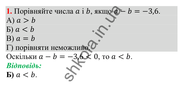 Відповідь до завдання 1 (с. 57) тесту «Перевірте себе» № 1 з алгебри для 9 класу (Мерзляк, 2026)