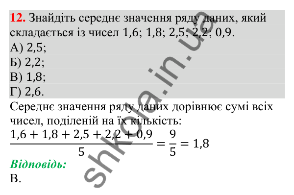 Завдання № 5 «Перевірте себе», завдання 12 Відповідь до завдання 12 (с. 240) тесту «Перевірте себе» № 5 з алгебри для 9 класу (Мерзляк, 2026)