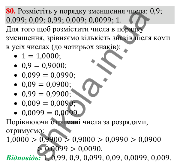 Відповідь до завдання 80 (с. 23) з алгебри для 9 класу (Тарасенкова, 2026): Числові нерівності та їх властивості