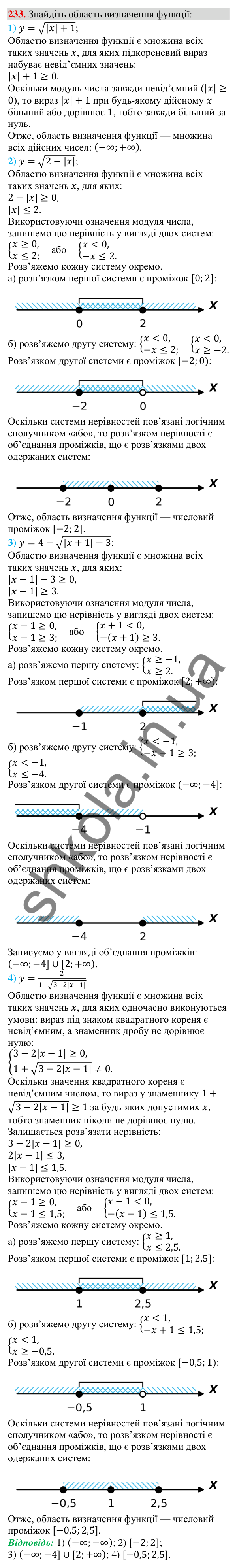 Відповідь до завдання 233 (с. 71) з алгебри для 9 класу (Тарасенкова, 2026): Системи лінійних нерівностей з однією змінною