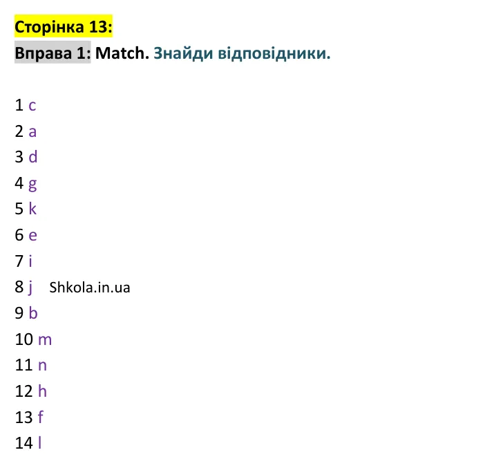 Відповідь до вправи 1, сторінка 13 - ГДЗ Англійська мова 9 клас Карпюк 2026 граматика