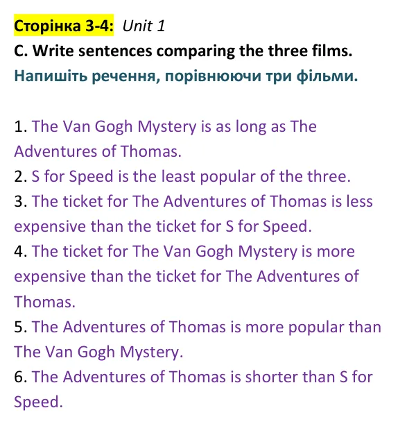 Відповідь до вправи C, сторінка 3-4 - ГДЗ Англійська мова 9 клас Мітчелл 2026 граматика