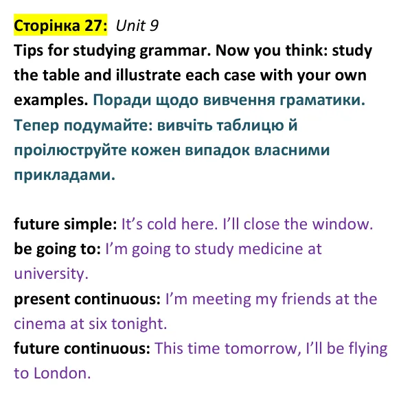 Відповідь до рубрики Tips for studying grammar, Unit 9, сторінка 27 - ГДЗ Англійська мова 9 клас Робінсон 2026 граматика. Prepare 9 Grammar
