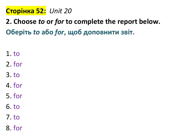 Відповідь до вправи 2, Unit 20, сторінка 52 - ГДЗ Англійська мова 9 клас Робінсон 2026 граматика. Prepare 9 Grammar