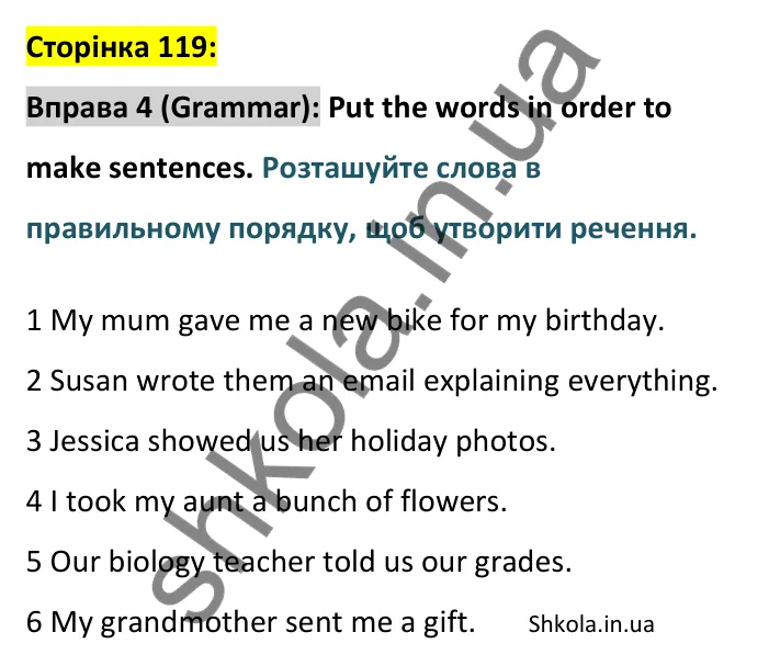Відповідь до вправи 4 граматика сторінка 119 - ГДЗ Англійська мова 9 клас Джозеф 2026