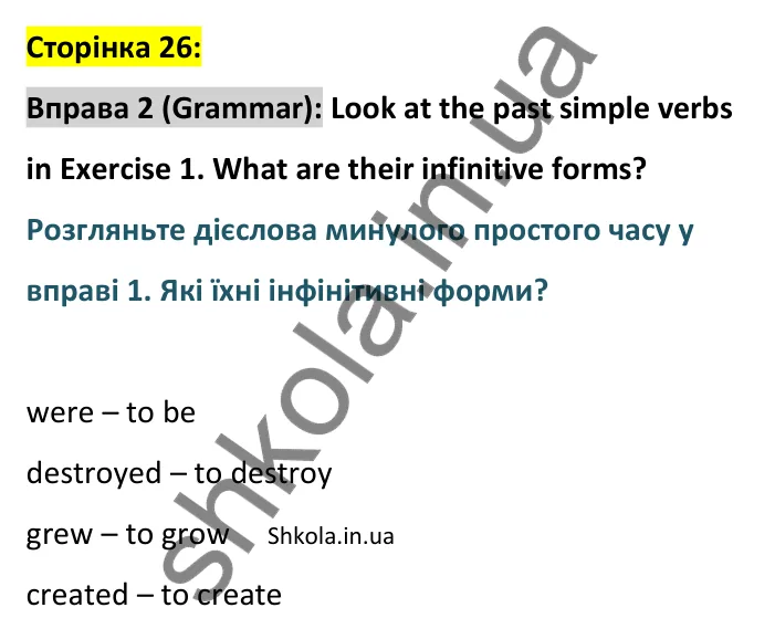 Відповідь до вправи 2 граматика сторінка 26 - ГДЗ Англійська мова 9 клас Джозеф 2026