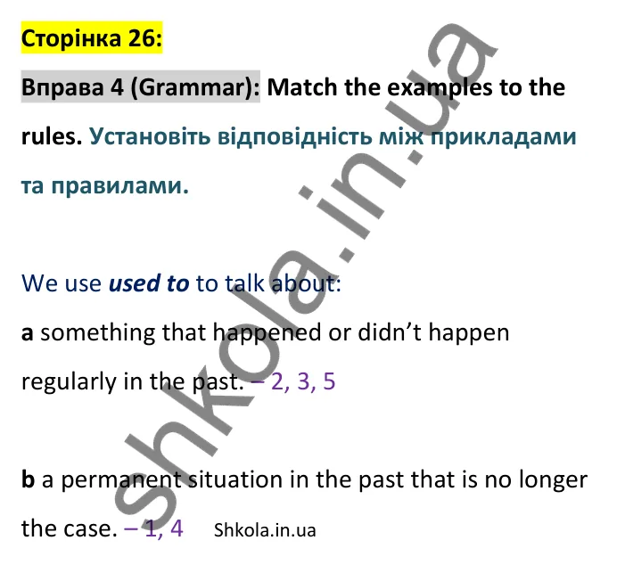 Відповідь до вправи 4 граматика сторінка 26 - ГДЗ Англійська мова 9 клас Джозеф 2026