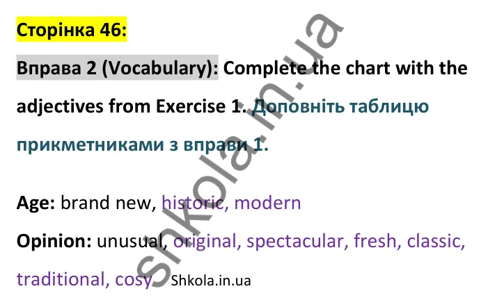 p46-v-ex2 Відповідь до вправи 2 словник сторінка 46 - ГДЗ Англійська мова 9 клас Джозеф 2026