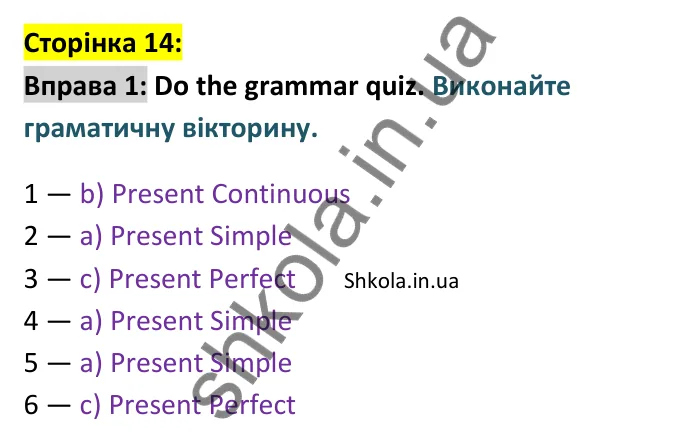 p14-ex1 Відповідь до вправи 1 сторінка 14 - ГДЗ Англійська мова 9 клас Карпюк 2026
