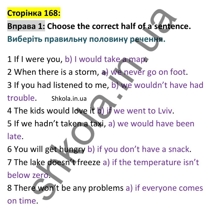 Відповідь до вправи 1 сторінка 168 - ГДЗ Англійська мова 9 клас Карпюк 2026