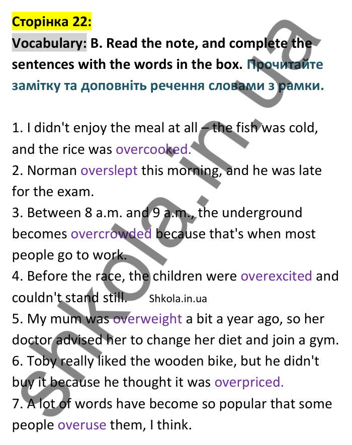 Відповідь до вправи Vocabulary B сторінка 22 - ГДЗ Англійська мова 9 клас Мітчелл 2026. Full Blast Plus 9. Students book