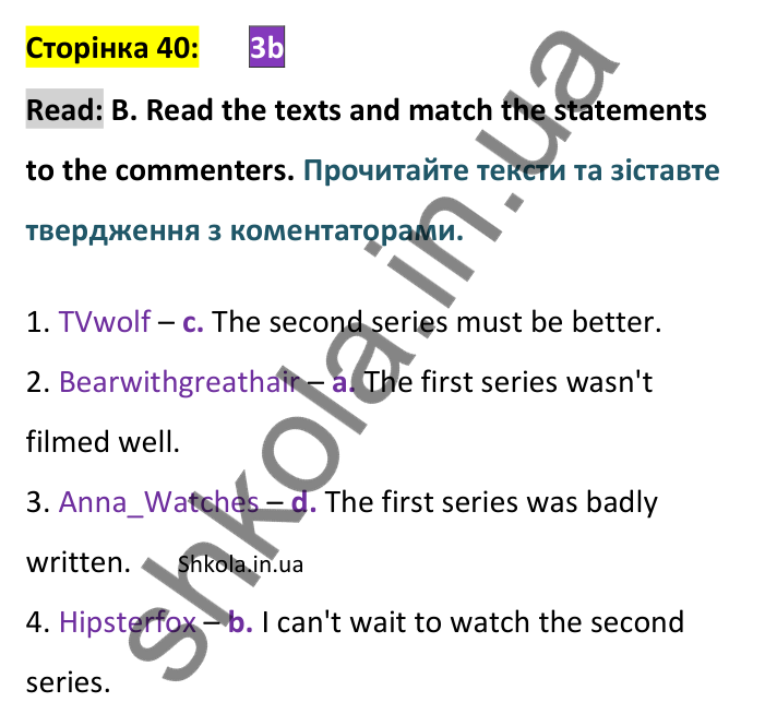 Відповідь до вправи B сторінка 40 - ГДЗ Англійська мова 9 клас Мітчелл 2026. Full Blast Plus 9. Students book