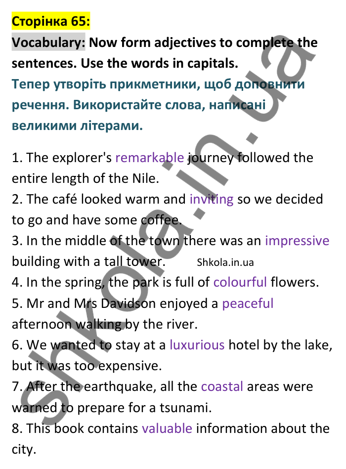 Відповідь до вправи Vocabulary сторінка 65 - ГДЗ Англійська мова 9 клас Мітчелл 2026. Full Blast Plus 9. Students book