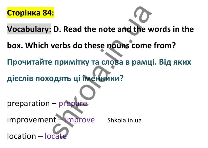 Відповідь до вправи Vocabulary D сторінка 84 - ГДЗ Англійська мова 9 клас Мітчелл 2026. Full Blast Plus 9. Students book