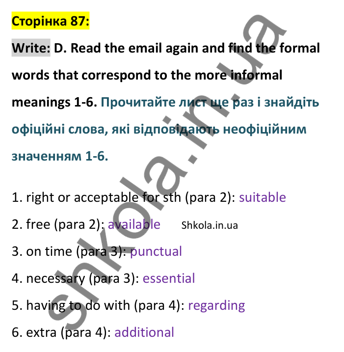Відповідь до вправи Write D сторінка 87 - ГДЗ Англійська мова 9 клас Мітчелл 2026. Full Blast Plus 9. Students book